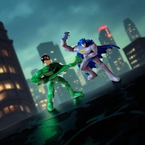 2011 McDonalds Happy Meal Toys Blue Gray Batman & Riddler 1.5” Action Figures A4